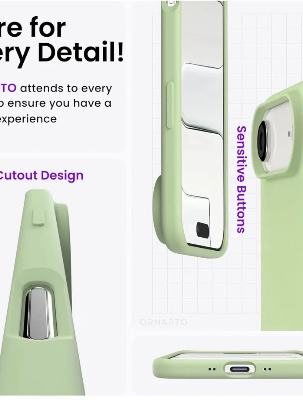 ORNARTO for iPhone Air Case 6.5 Slim Protective Phone Case - Light Green